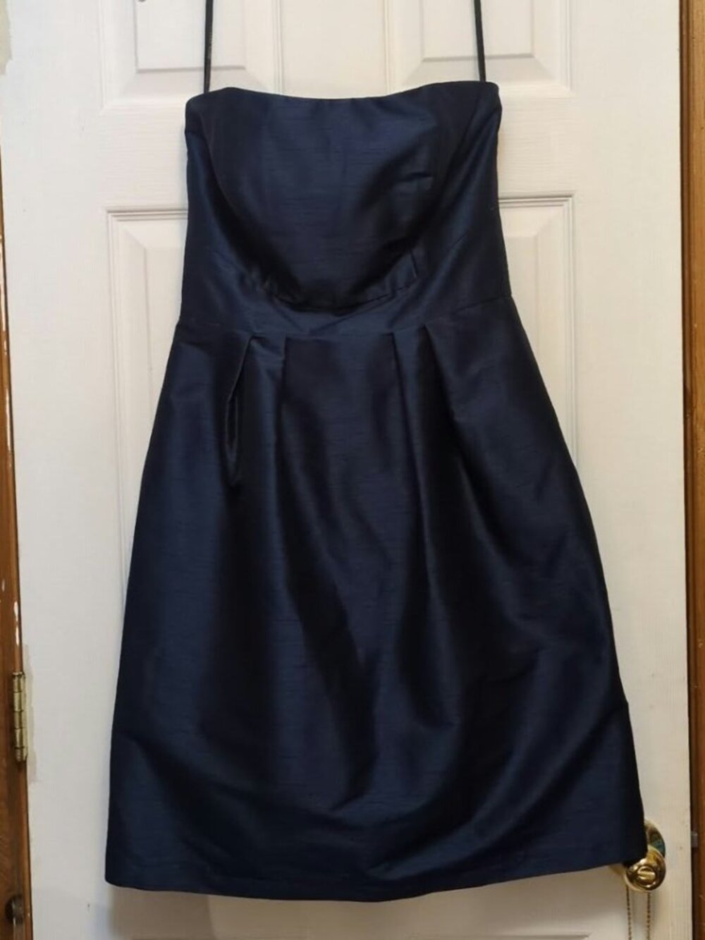 Alfred Sung Strapless Navy Midnight Blue Cocktail Dress Pleated Women Size 10